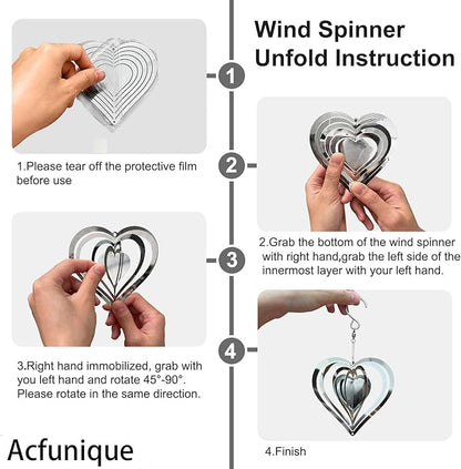 Bird Deterren for Outside Patio,Bird Scare Devices Discs Reflectors Stainless Steel Wind Spinners Reflective Heart Metal Bird Repellen to Keep Birds Away Porch Garden Yard Sparkly Double Side