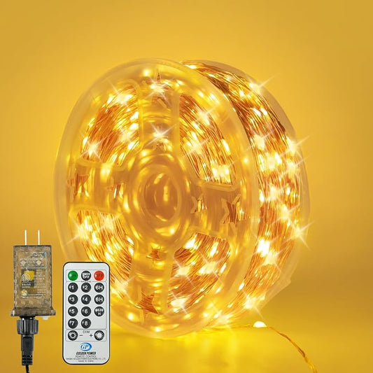 SenLuKit Copper Wire Fairy Lights Waterproof Plug in Christmas String Lights with Remote for Living Bed Room, Backyard, Patio, Garden, Porch, Wedding or Christmas Decorations