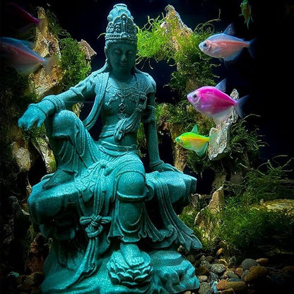 livelyfish Aquarium Buddha Statue Guanyin Buddha Sandstone Sculpture for Zen Garden Fish Tank Home Decor (M)