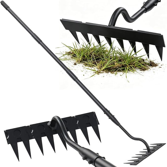 Weeding Rake, 11" Wide Manual Weeder Tool with Sharp Blade, 70" Heavy Duty Weed Puller Tool Stand Weed Remover Gardening Hand Tool for Lawn, Yard, Patio and Backyard, Weeding Loosening Soil