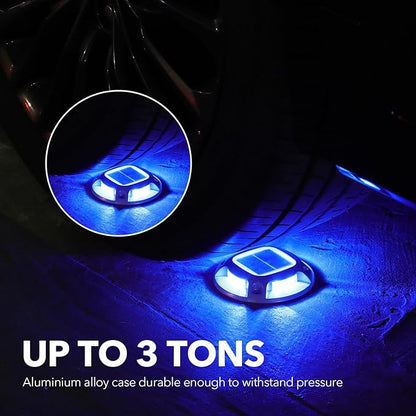 AGPTEK Solar Driveway Lights Outdoor 1 Pack, 2 Color Modes LED Deck Dock Marine Waterproof Security Marker Lights for Step Sidewalk Stair Garden Pathway Walkway Yard(Blue Light/Cool White)
