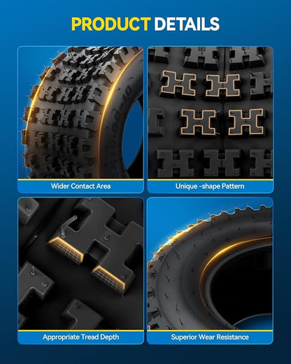 PHILTOP 20x10-10 ATV UTV Tires, 4-Ply Super Mud 20x10-10 ATV All-Terrain Tires for Riding Mowers, Golf Carts, Off-Road,2 Pcs,Tubeless (Z-104)