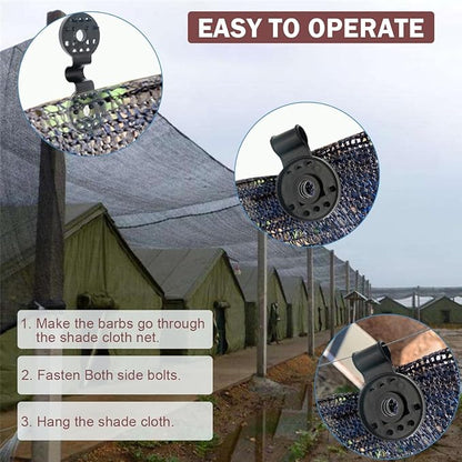 50Pcs Shade Cloth Clips, Plastic Shade & Bird Net Fastening Clamps | Black round heavy duty lock grip clips for shade cloth, bird netting, windproof awning & garden outdoor installation