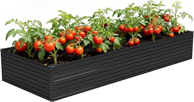 Vengarus 12x4x2ft Galvanized Raised Garden Bed,Metal Raised Beds Kit Black | 2FT Deep Root Elevated Garden Planter Box, Corrugated Steel, Open Bottom, Rustproof All Weather, Large Vegetable Flower Bed