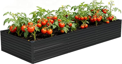 Vengarus 12x4x2ft Galvanized Raised Garden Bed,Metal Raised Beds Kit Black | 2FT Deep Root Elevated Garden Planter Box, Corrugated Steel, Open Bottom, Rustproof All Weather, Large Vegetable Flower Bed