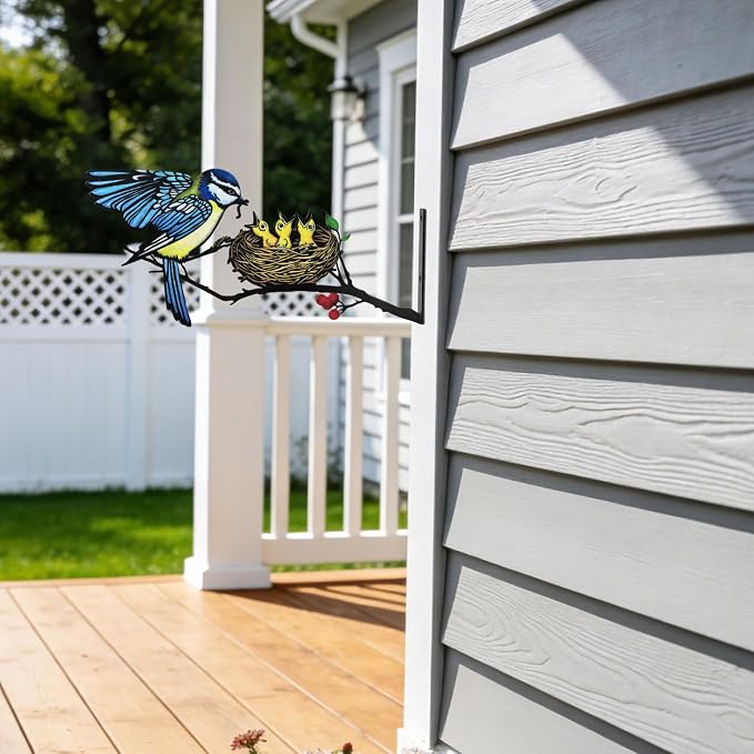 Metal Fledgling Wall Art Decor,Outdoor Wall Decor for Garden Fence Porch, Weatherproof Fence & Garden Decorations, Metal Yard Art for Patio Wall