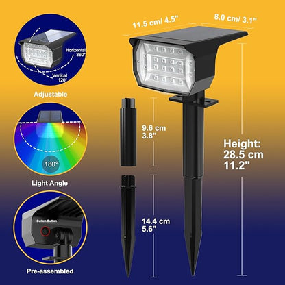 nipify 8 Pack Solar Spot Lights Outdoor Color Changing, 7 Modes Halloween RGB Solar Powered Waterproof Spotlight, Landscape Lighting for Outside Yard Garden Pathway