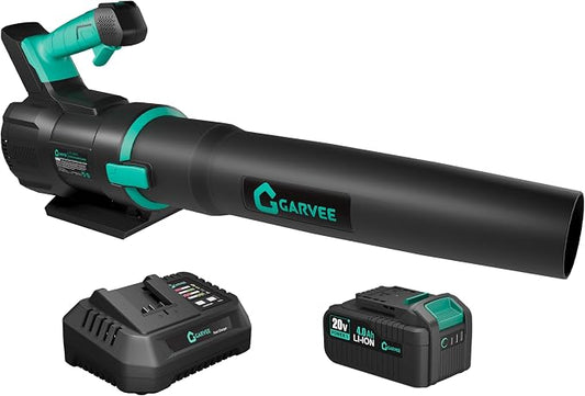 Garvee Brushless Leaf Blower Cordless- 20V Electric Leaf Blower & 2 Speed * 4.0Ah Battery Powered, 1*Charger Leaf Blowers for Lawn Care (650 CFM Blower Kit & 4.0 Ah Battery)