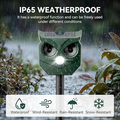 2 Pack Solar Ultrasonic Animal Repeller with Flashing LED Lights – Cat Deterrent Outdoor for Squirrels, Deer, Raccoons, Rabbits, Skunks, Dogs – Protects Garden, Yard, Lawn, Farm & Crops