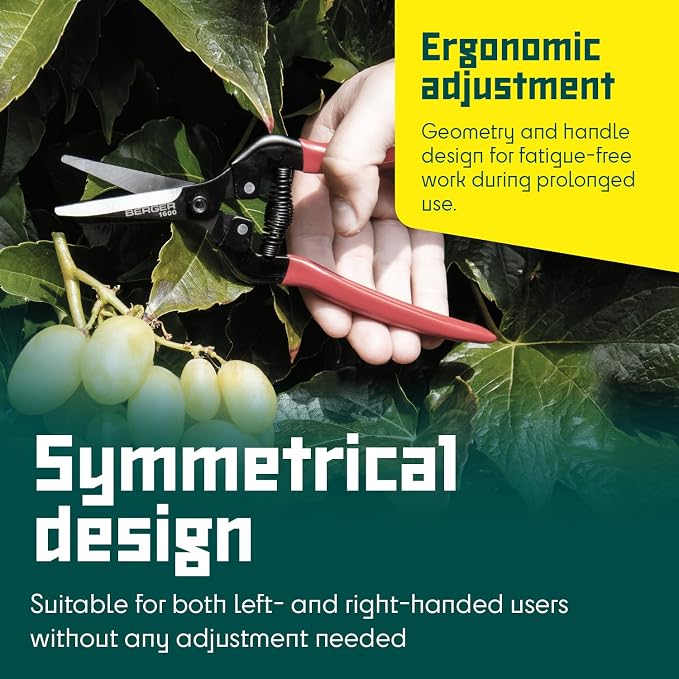BERGER Pruning Snips – 7.5" Lightweight Garden Shears with Sharp Straight Blade, Steel Construction, Comfort Grip with Cold Protection, Gardening Clippers – 1600