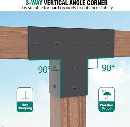 2 Pack Pergola Bracket Kit T-Shape Elevated Wood Stand Kit T Brackets with Post Base for 4x4'' (Actual 3.5x3.5'') Wooden Beams Lumber Gazebos Patio Pergola Sheds 4 Pc