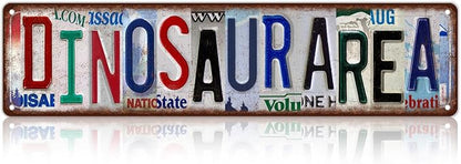 Vintage Dinosaur Area Street Sign Wall Decor Metal Tin Signs