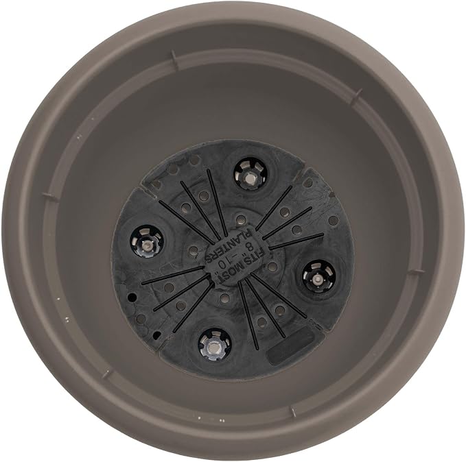 Bloem Ariana 20" Plastic Self-Watering Planter, Peppercorn, 2-Pack | Self-watering disk at the bottom of each pot that acts as a water wick and reservoir for optimal plant health