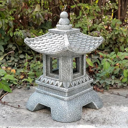 12" Tall Japanese Pagoda Garden Statue - Zen Buddha Outdoor/Indoor Resin Sculpture with Sturdy Base, Asian Zen Temple Decor for Patio, Yard, Balcony, Tabletop