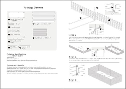 6x2x2FT Beige Metal Raised Garden Bed Kit, Galvanized Outdoor Planter Box for Vegetables, Flowers, Herbs, Succulents and More