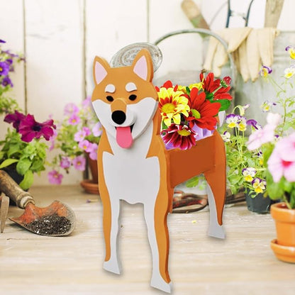 Shiba Inu Dog Planter Pots, 9.45 x 5.71 x 12.13 Inches | Dog Flower Pot, Cute Animal Shaped Plant Pot, Gifts for Women & Pet Lovers, Indoor Outdoor Garden Home Office Decor