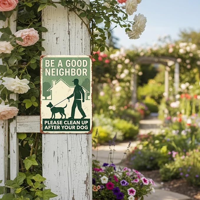Garden Decor Dog Poop Sign Clean Up After Your Dog Yard Wall Art | Pet Owners • Lawn Walkway Display • Garden Theme • Neighborhood Reminder • UV Printed • 8x12 Inch