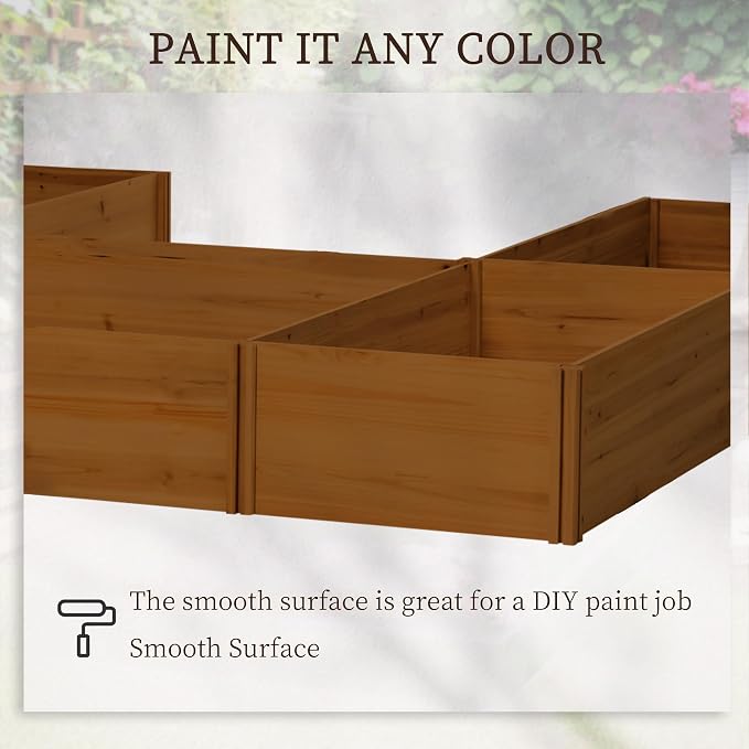 Outsunny 7.5x7.5ft DIY Raised Garden Bed, Large Wooden Planter Box with 5 Compartments, for Outdoor Plants, Vegetables, Flowers, Herbs, Easy Assembly, Brown