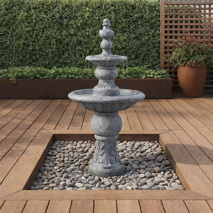 Teamson Home 52.56 in. Outdoor Two-Tier Water Fountain with Realistic ICY Stone Texture for Outdoor Living Spaces Creating a Calming Oasis for Gardens, Landscaping, Patios, Balconies, Lawns, Gray | Realistic ICY Stone Texture, For Gardens, Landscaping,...