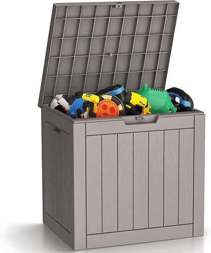 Zapdos 31 Gallon Outdoor Storage Box Deck Box for Indoor and Outdoor Use, Waterproof Resin Storage Bin for Package Delivery Patio Cushions Gardening Tools, Lockable, UV Resistant, Grey