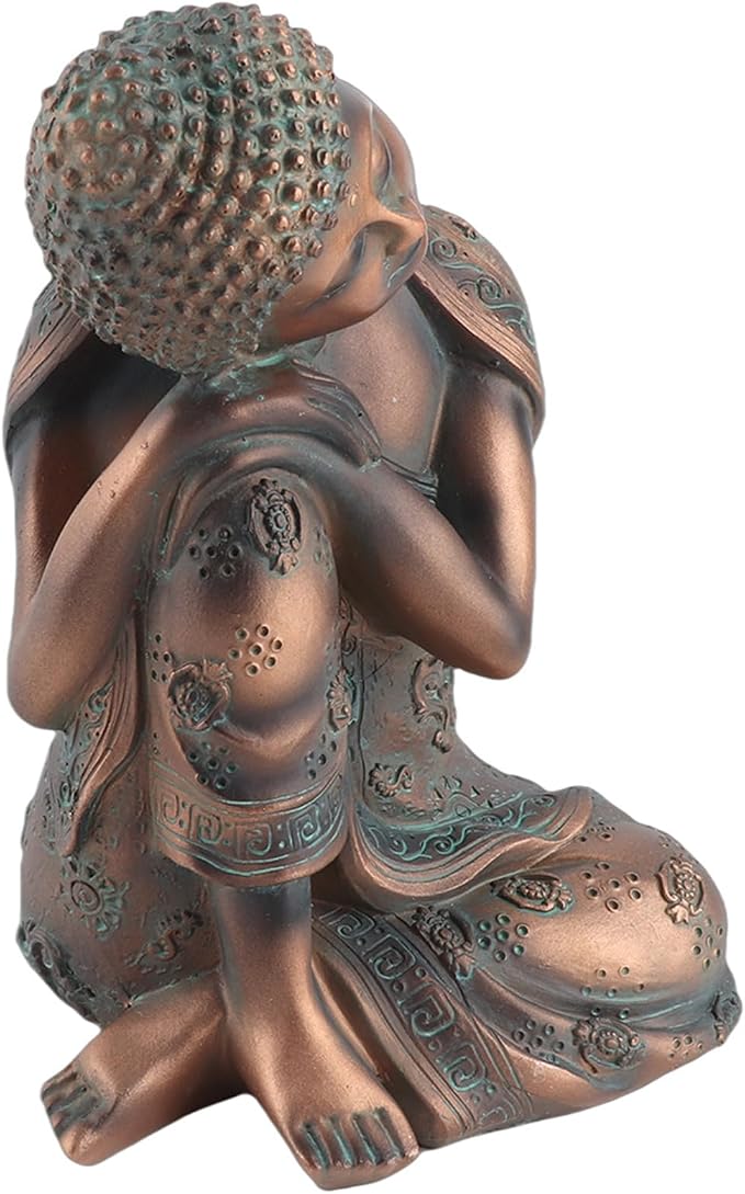 Buddha Statue for Outdoor Garden Decor 9.1in Meditating Zen Figurine Synthetic Bronze Finish Yard Patio Ornament Gift