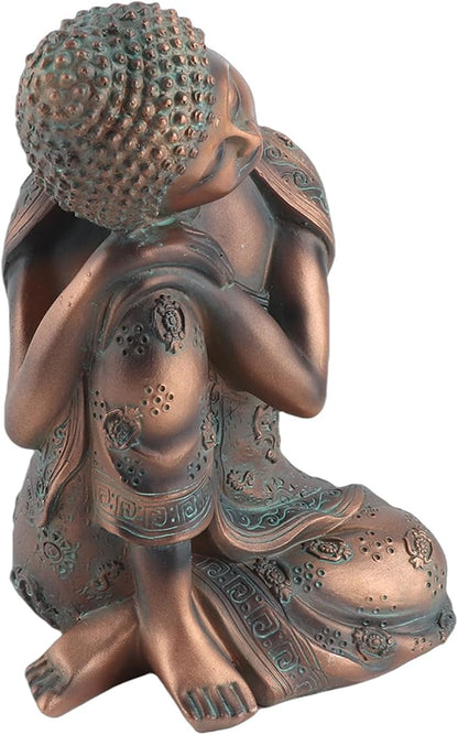 Buddha Statue for Outdoor Garden Decor 9.1in Meditating Zen Figurine Synthetic Bronze Finish Yard Patio Ornament Gift