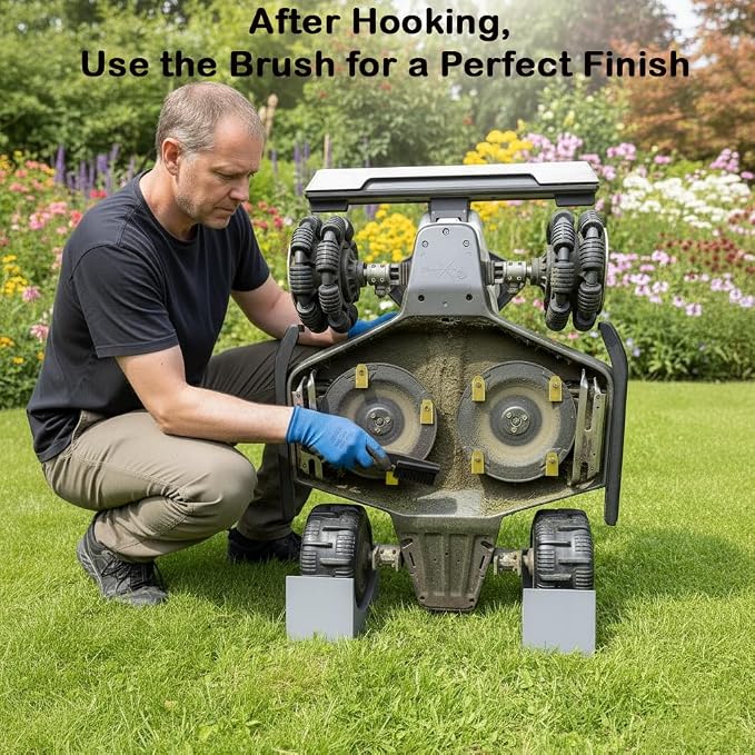 Robot Mower Blade Cleaning Tools Compatible with Mammotion Luba & Yuka Series – Hook & Brush Kit for Removing Grass Buildup Under Blades and Maintaining Cutting Performance (Black)