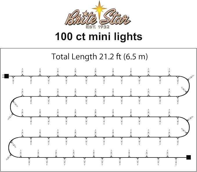 Brite Star 100 Count Mini String Christmas Lights, Red - 22 feet Indoor/Outdoor Christmas Tree Lights with Green Wire