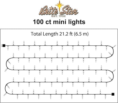 Brite Star 100 Count Mini String Christmas Lights, Red - 22 feet Indoor/Outdoor Christmas Tree Lights with Green Wire