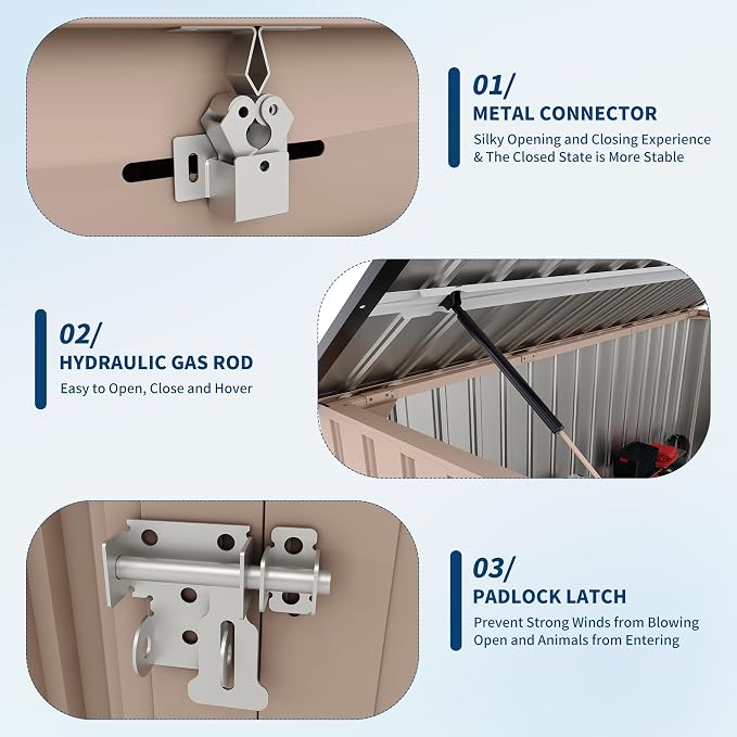 3x6 ft Garbage Bin Shed Stores, Outdoor Trash Can Storage 2 Binsgarbage Bin Storage Shed, Metal Trash Shed Waterproof Outside Storage