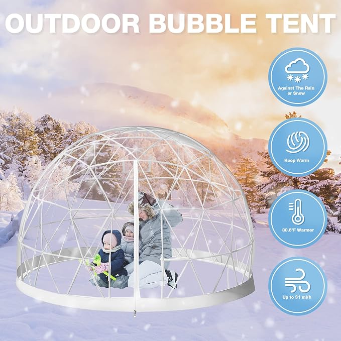 Garden Dome Tent House Outdoor 12 FT, Weatherproof Greenhouse Transparent Garden Dome House for Backyard, Party