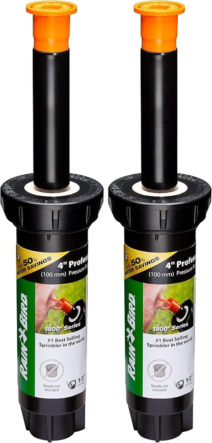 Rain Bird 1804LNPRS Pressure Regulating (PRS) Professional Pop-Up Sprinkler, Body Only No Nozzle, 4" Pop-up Height (Pack of 2)