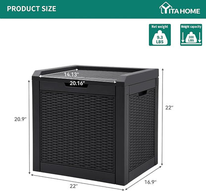 YITAHOME 32 Gallon Rattan Deck Box | Indoor Outdoor Storage Box for Patio Furniture, Pool Accessories, Cushions, Garden Tools, Sports Equipment, Waterproof Resin