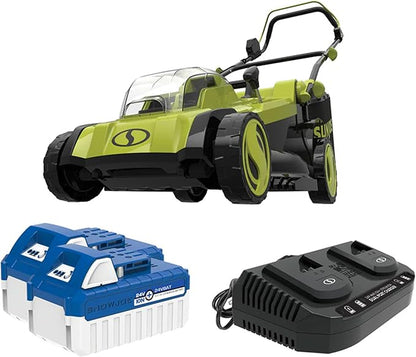 Sun Joe Cordless Electric Push Lawn Mower with 6-Position Height Adjustment, 11-Gal Bag, 17-Inch Cutting Width - Heavy-Duty Yard Trimmer for Gardening Care and Maintenance, 24V-X2-17LM | 670W Brushless, 17 Deck, 6-Position Height, 11-Gal Catcher, Inclu...