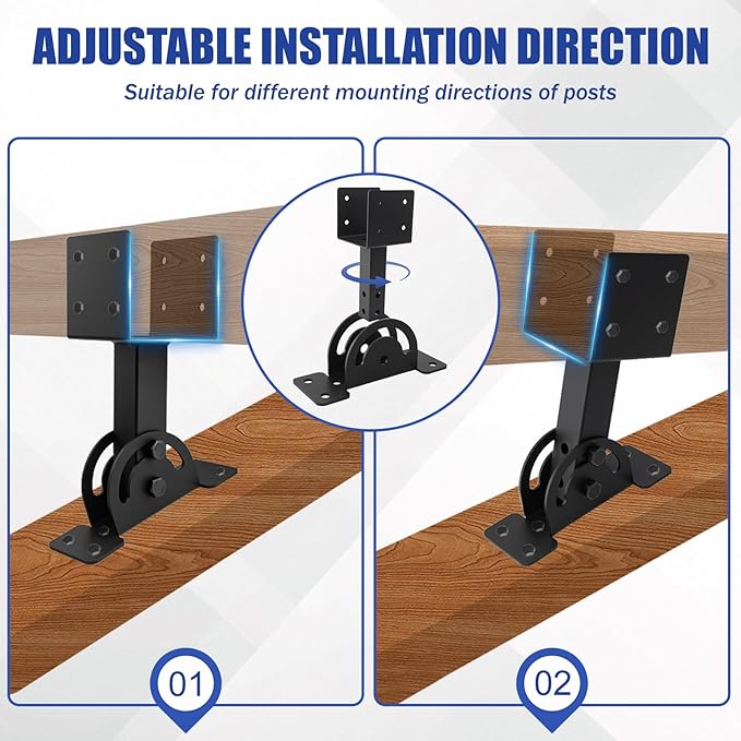 2 Pcs 4“x 4”Heavy Duty Roof Riser Brackets Kit | Adjustable Height Angle Pergola Brackets|Roof Riser Beam Bracket for Gazebos|Carports|and Patios