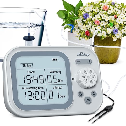 Automatic Drip Irrigation System for Indoor Plants, 2026 Automatic Plant Waterer for 15 Potted Plants Watering with Anti-Siphon and Humidity Mode, Timer, Rechargeable Vacation Self-Watering Pump