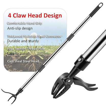Weed Puller Tool - Adjustable Upright Weeder, 4 Claw Long-Handled Weeding Tool, No Need to Bend or Kneel to Weed Easily, Weeding Tool for Garden, Lawn, Farm and Courtyard