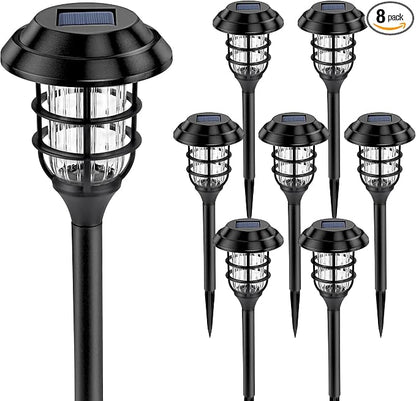 SOLPEX Solar Pathway Lights Waterproof Outdoor Lighting, 8 Pack Cold White | IP44 Waterproof, 8-12H Runtime, Auto On/Off, Tool-Free Install, Yard/Garden/Pathway/Patio/Walkway/Driveway
