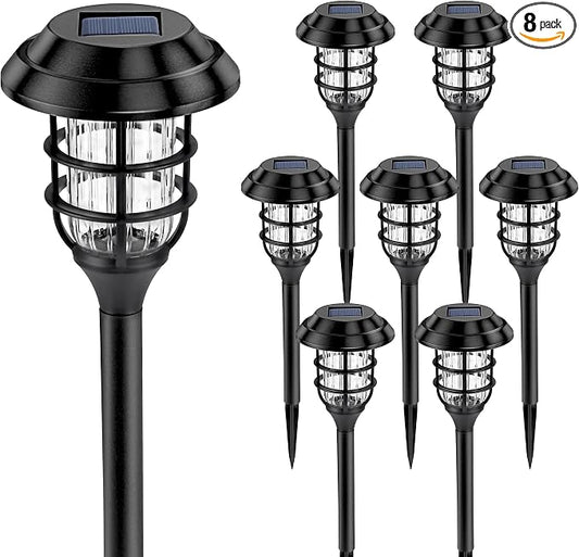 SOLPEX Solar Pathway Lights Waterproof Outdoor Lighting, 8 Pack Cold White | IP44 Waterproof, 8-12H Runtime, Auto On/Off, Tool-Free Install, Yard/Garden/Pathway/Patio/Walkway/Driveway