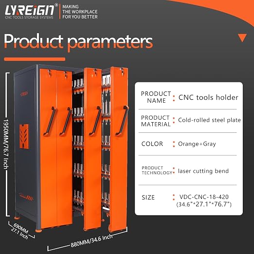 CAT/BT40 Large Capacity CNC Tool Storage Cabinet, CNC Tool Holder Vertical Drawer Cabinet for Warehouse Workshop Factory Garage Machining Centers