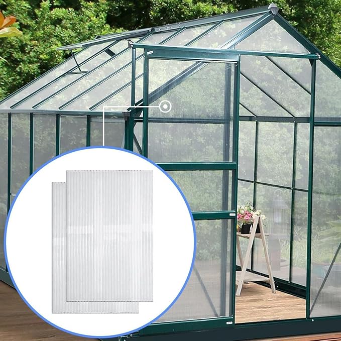 DGSL 14 Pcs Polycarbonate Greenhouse Panels, 4' x 2' x 0.16'' Twin-Wall Panels, Polycarbonate Sheet for All Weather Outdoor Garden and Greenhouse Covering