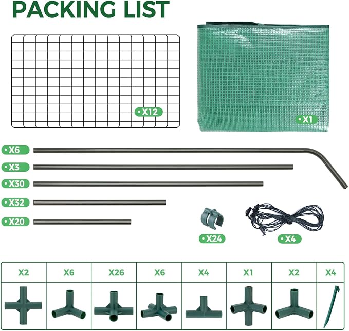 Ohuhu Greenhouse for Outdoors with Screen Windows, 57 x 57 x 76'' Walk in Plant Greenhouses Heavy Duty with Durable PE Cover, 3 Tiers 12 Shelves Stands Plastic Portable Green House with Shelf Clips