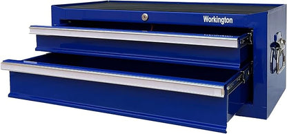 Workington Industrial 2 Drawers Portable Metal Intermediate Box, 26" Middle Tool Chest Cabinet with Ball Bearing Drawer Slides, Steel Tool Storage Box Organizer 4008 Blue