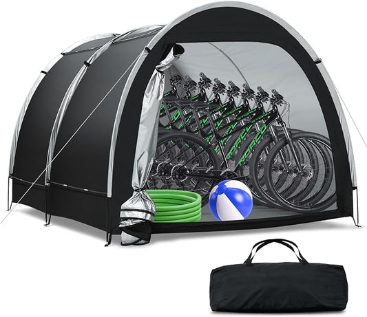Outdoor Storage Tent - Bike Tent Waterproof, Upgraded Larger 6.6x8.0x5.6ft Garage Shelters, Bicycle Tent Sheds with Dual-Doors for Motorcycle, Lawn Mower, Garden Tools, Bike Storage/Bike Sheds - Large