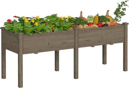 BlueWish 72''L x 23''W x 30''H Raised Garden Bed Outdoor, 2x6 FT Cedar Garden Bed with 8 Drainage Holes & 6 Legs, Elevated Planter Boxes for Gardening, Vegetable, Flower, 661lbs Capacity, Brown