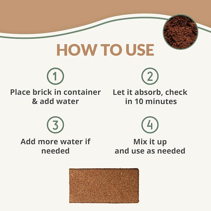 Coco Coir 650gm Bricks (10-Pack) - Organic Coco Coir for Plants - OMRI-Listed Cocopeat Bricks for Garden Soil & Potting Mixes - Coconut Fiber Mixes with Potting Soil for Indoor & Outdoor Plants