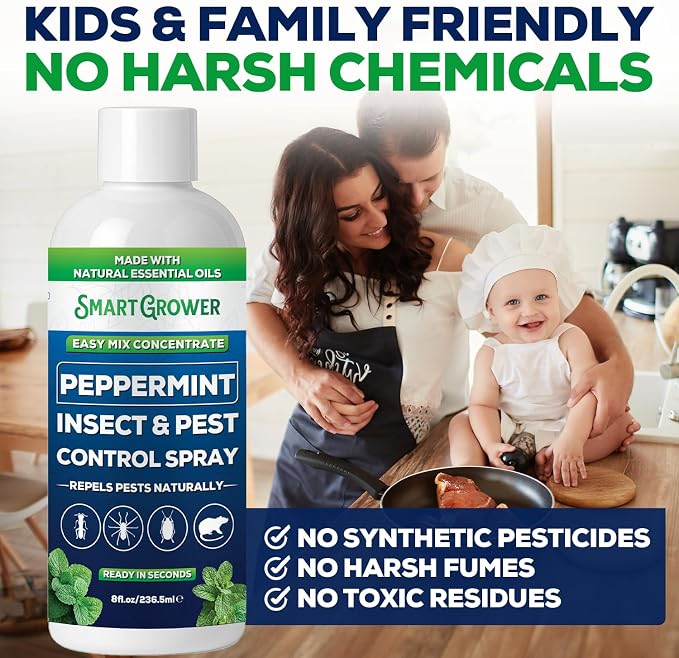 Peppermint Insect & Pest Control Best Value Concentrate - Repels Insects & Pests for Home, Indoor, Outdoor, Garden - Maximum Strength Concentrate (Makes One Gallon RTU) 8 oz