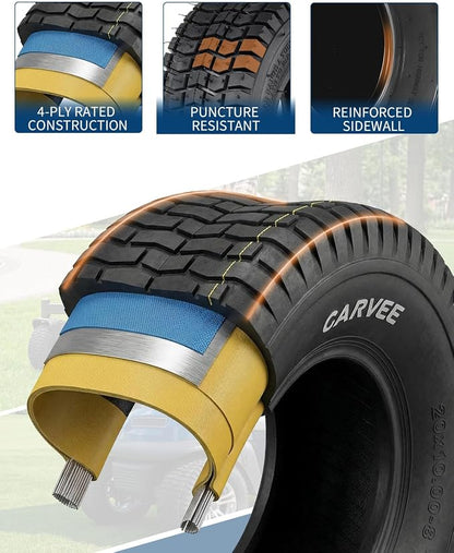 2 Pack 9x3.50-4 Lawn Mower Tires,9x3.5-4 NHS Off-Highway Tires, 9x3.5x4 Turf Tires Replacement for Riding Mower Garden Tractor Golf Cart Utility Vehicle,2PR Tubeless