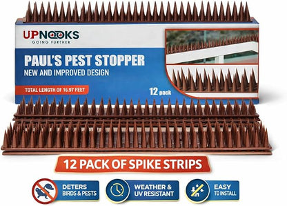 Heavy Duty Cat, Bird, Rodent Deterrent Outdoor Anti-Climb Repellent Security Device Spikes - 12 Pack [16.97FT] (1.98 pounds)