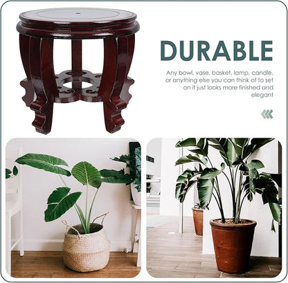 Hemoton Wooden Planter Stand Oriental Style Plant Stand Plant Holder Stool Chinese Display Pedestal Fishbowl Vase Aquarium Table Lamp Teapot Stand for Home Patio